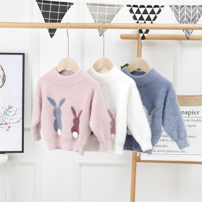 Fashion Children's Sweater 2 to 8 Years Baby Girls Winter Clothes Cute Cartoon Rabbit Sweaters Wholesale - PrettyKid