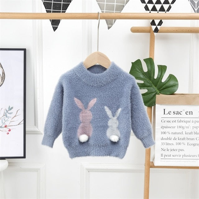 Fashion Children's Sweater 2 to 8 Years Baby Girls Winter Clothes Cute Cartoon Rabbit Sweaters Wholesale - PrettyKid