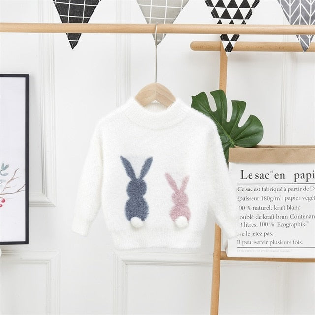 Fashion Children's Sweater 2 to 8 Years Baby Girls Winter Clothes Cute Cartoon Rabbit Sweaters Wholesale - PrettyKid