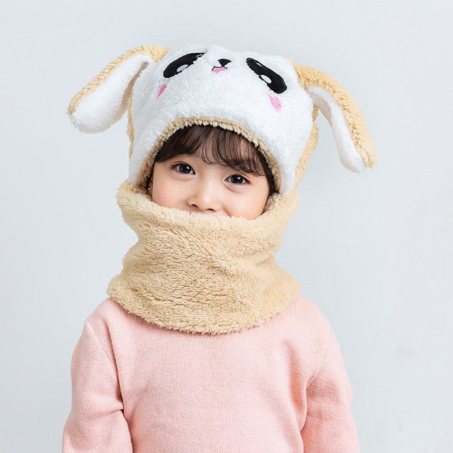 2021 Winter Children Cute Hat Fleece Kids Caps Cartoon Hat For Girls Boys Scarf Thicken Cap Newborn Baby Manufactuer - PrettyKid
