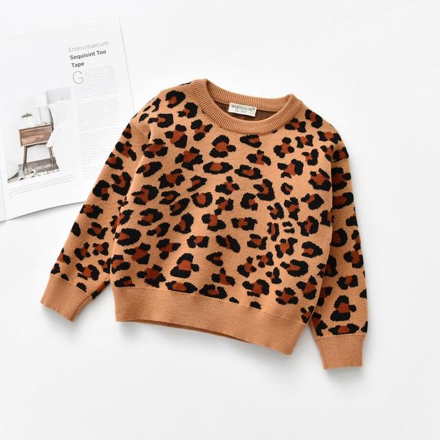 Baby Boys Leopard Knitted Pullover Casual Long Sleeve Toddler Boy Clothes Baby Girl Clothes Vendor - PrettyKid