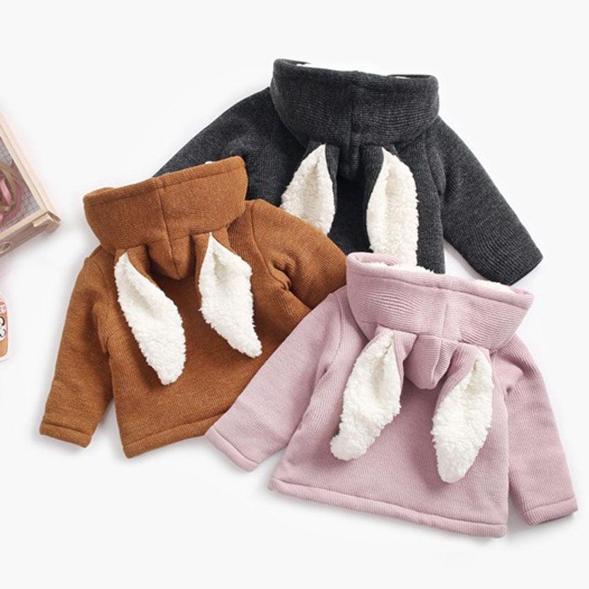 Infant Baby Girls Winter Jacket Children Rabbit Ear Fleece For Boy Warm Knitted Sweater Kids Coat Wholesale - PrettyKid