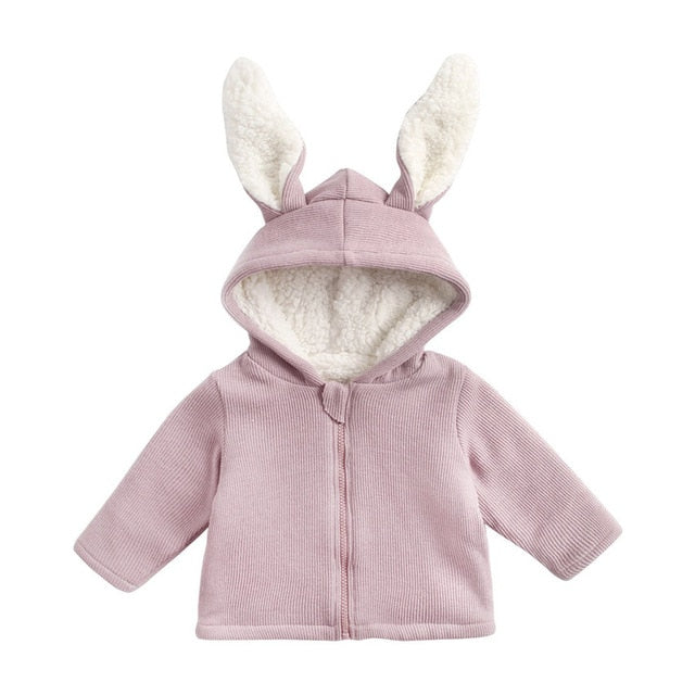 Infant Baby Girls Winter Jacket Children Rabbit Ear Fleece For Boy Warm Knitted Sweater Kids Coat Wholesale - PrettyKid