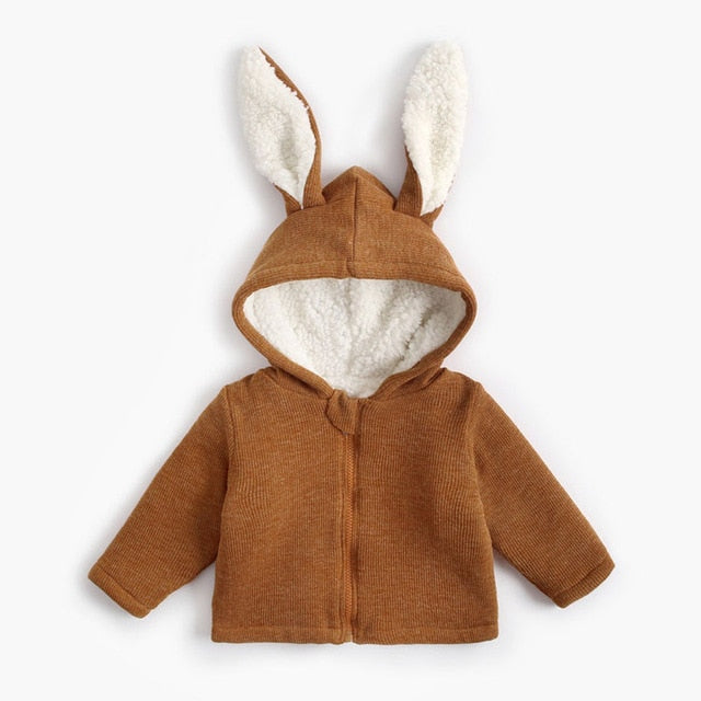 Infant Baby Girls Winter Jacket Children Rabbit Ear Fleece For Boy Warm Knitted Sweater Kids Coat Wholesale - PrettyKid