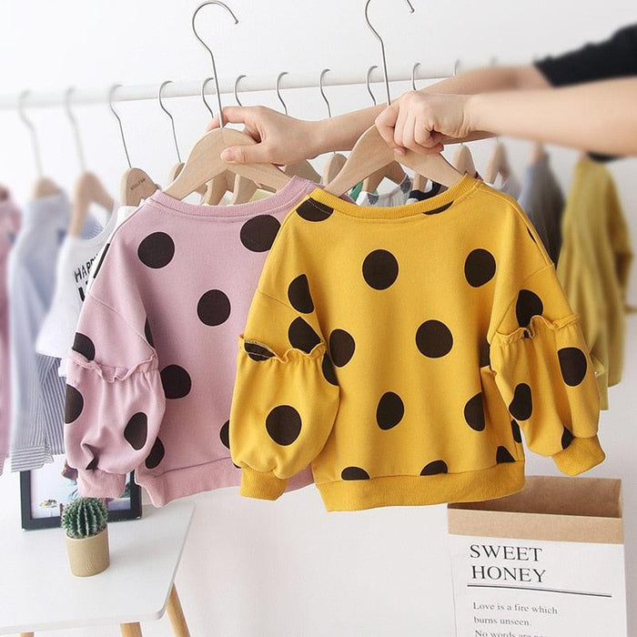 spring Winter Children Kids Baby Girls Print Dot Sweatshirts Supplier - PrettyKid