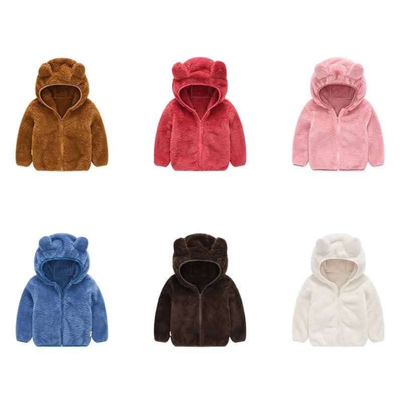 Trendy Cute Baby ear coat winter fleece kids baby sweater hoodie jacket baby Wholesale - PrettyKid