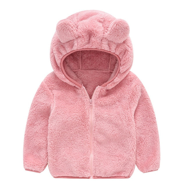 Trendy Cute Baby ear coat winter fleece kids baby sweater hoodie jacket baby Wholesale - PrettyKid