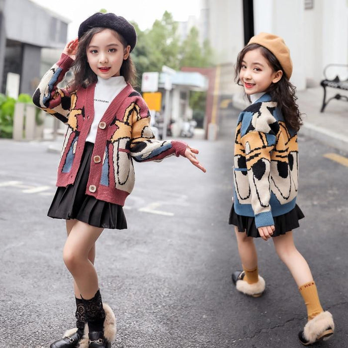Spring Winter Baby Girls Coats Cardigan Sweaters V-neck Cardigan Overcoat Children Clothes Wholesale - PrettyKid