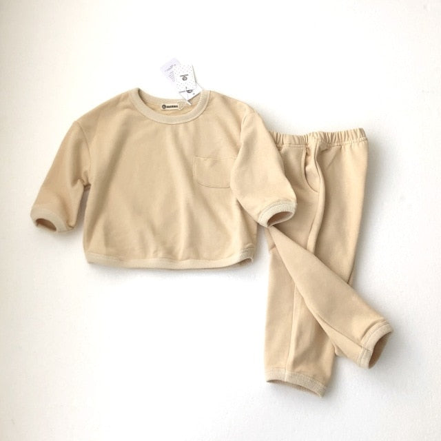 Stylish Children Suit Boys And Girls Long Sleeve Organic Clothes Kids Clothing Set Wholesale - PrettyKid