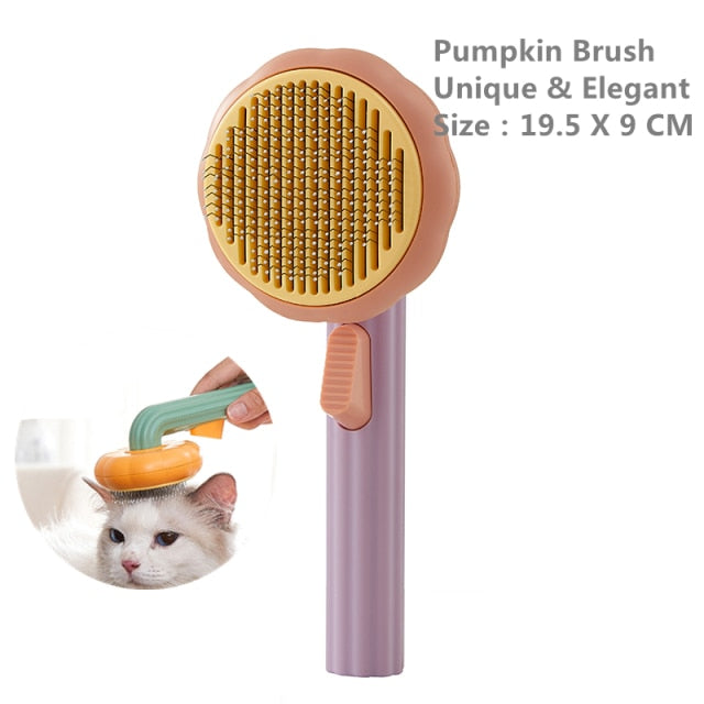 Pumpkin Pet Brush, Self Cleaning Slicker Brush for Shedding Dog Cat Grooming Comb Removes Loose Underlayers and Tangled Hair, - PrettyKid