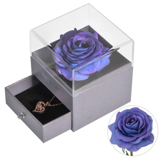 Eternal Rose with 100 Languages I Love You Necklace Love Box - PrettyKid