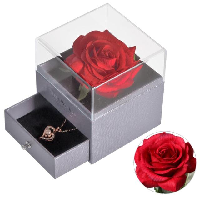 Eternal Rose with 100 Languages I Love You Necklace Love Box - PrettyKid