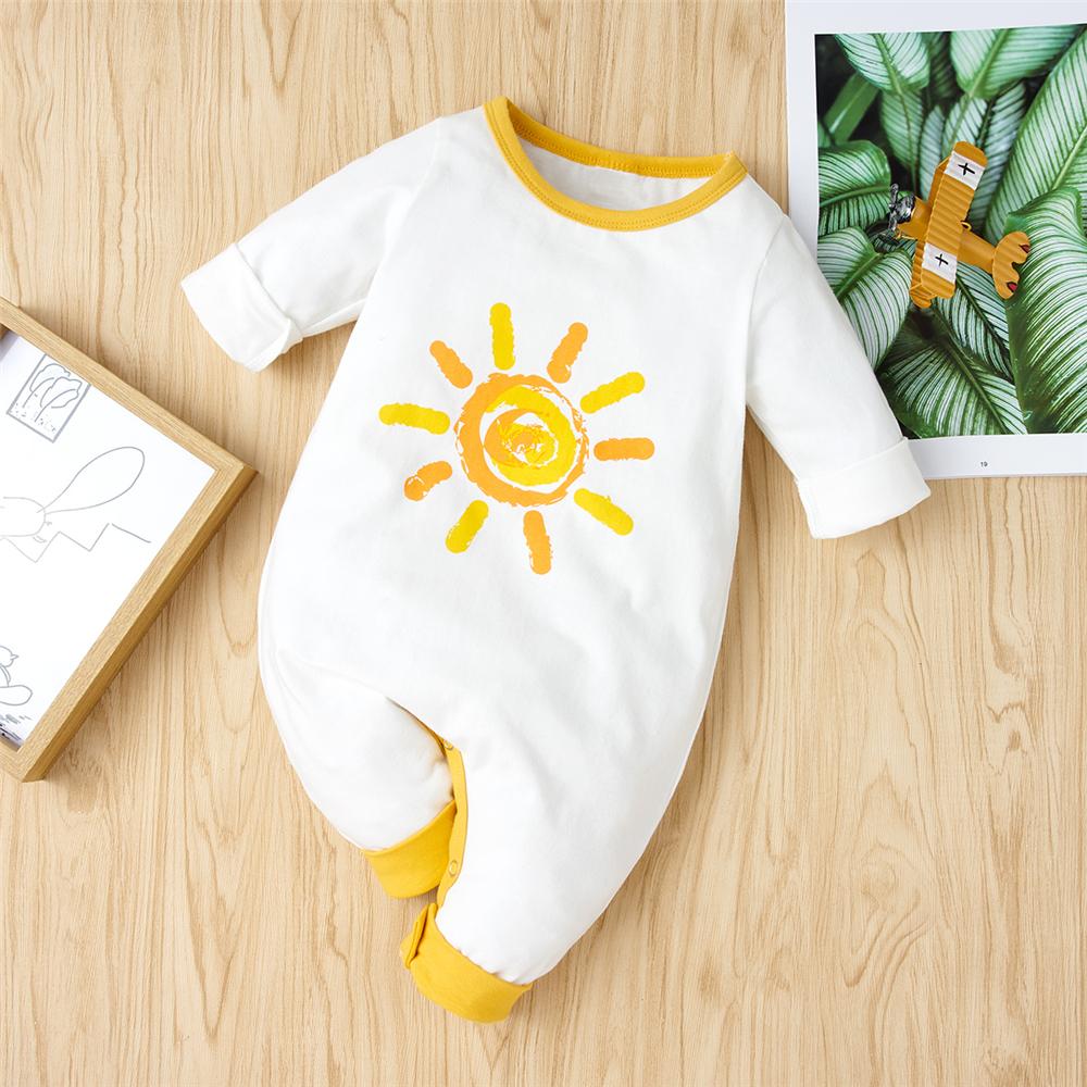 Baby Boys Sun Printed Long Sleeve Romper Baby Boutique Wholesale - PrettyKid