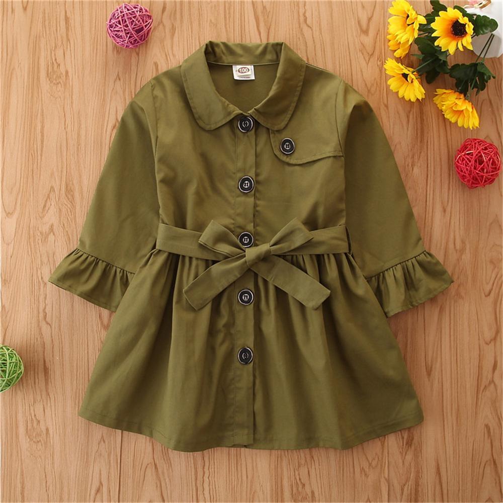 Girls Button Lapel Long Sleeve Solid Coat Daddys Girl Baby Outfit Wholesale - PrettyKid