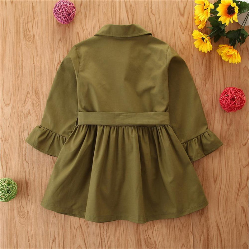 Girls Button Lapel Long Sleeve Solid Coat Daddys Girl Baby Outfit Wholesale - PrettyKid