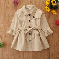 Girls Button Lapel Long Sleeve Solid Coat Daddys Girl Baby Outfit Wholesale - PrettyKid