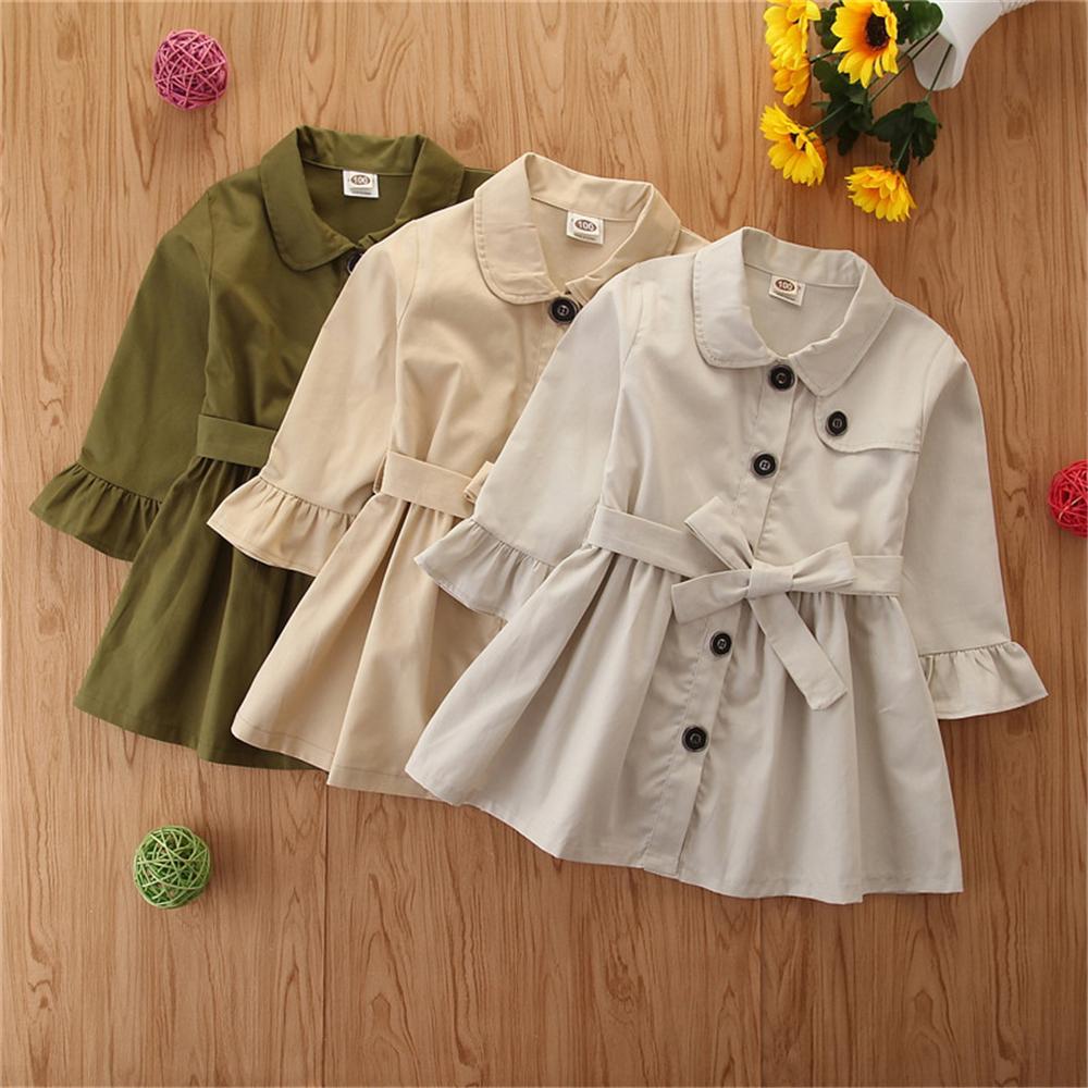 Girls Button Lapel Long Sleeve Solid Coat Daddys Girl Baby Outfit Wholesale - PrettyKid