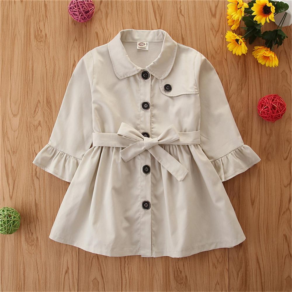 Girls Button Lapel Long Sleeve Solid Coat Daddys Girl Baby Outfit Wholesale - PrettyKid