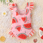Toddler Girl Cute Watermelon Fungus One-Piece Swimsuit - PrettyKid