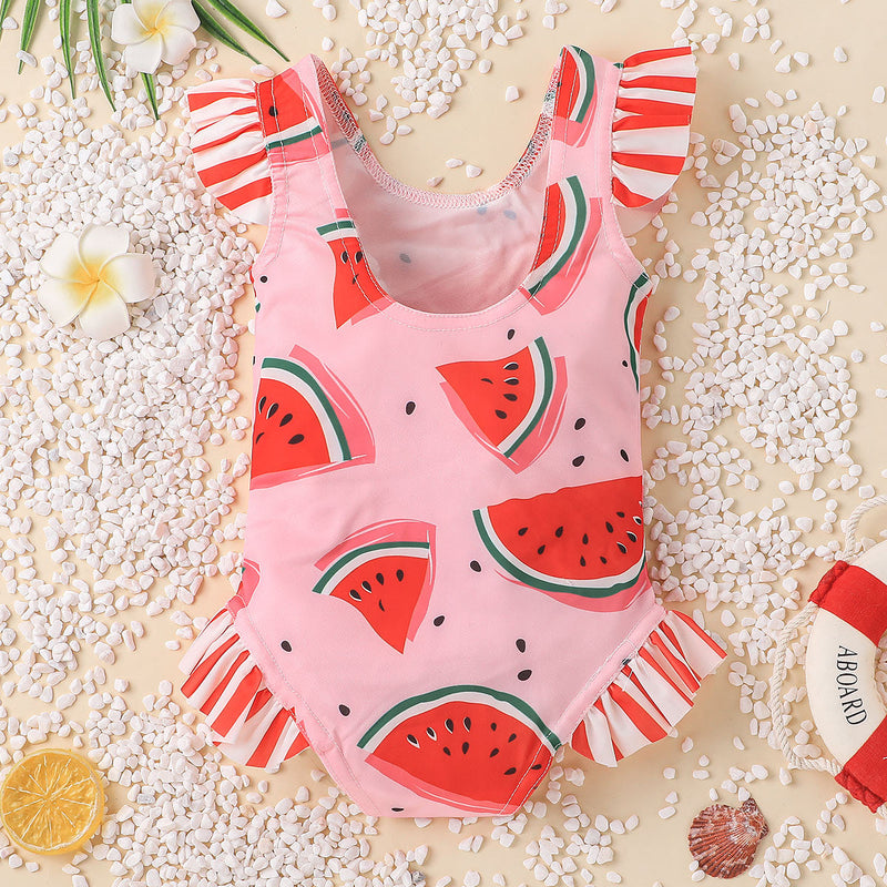 Toddler Girl Cute Watermelon Fungus One-Piece Swimsuit - PrettyKid